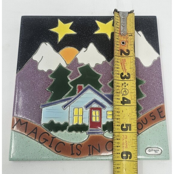 VTG Handmade Irene Otis Ceramic Art Tile Trivet Magic Is In Our House 6x6" 1996 - Picture 12 of 13